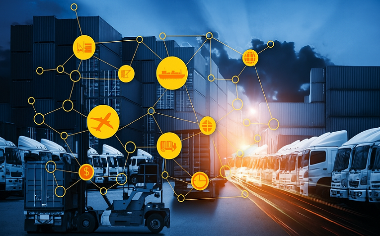 Modern truck fleet for cargo transport